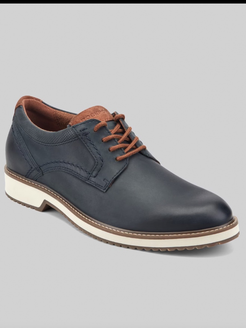 NWT Mens Rockport Criss Oxford Navy Blue Lace Up Leather Casual Shoe TruTech